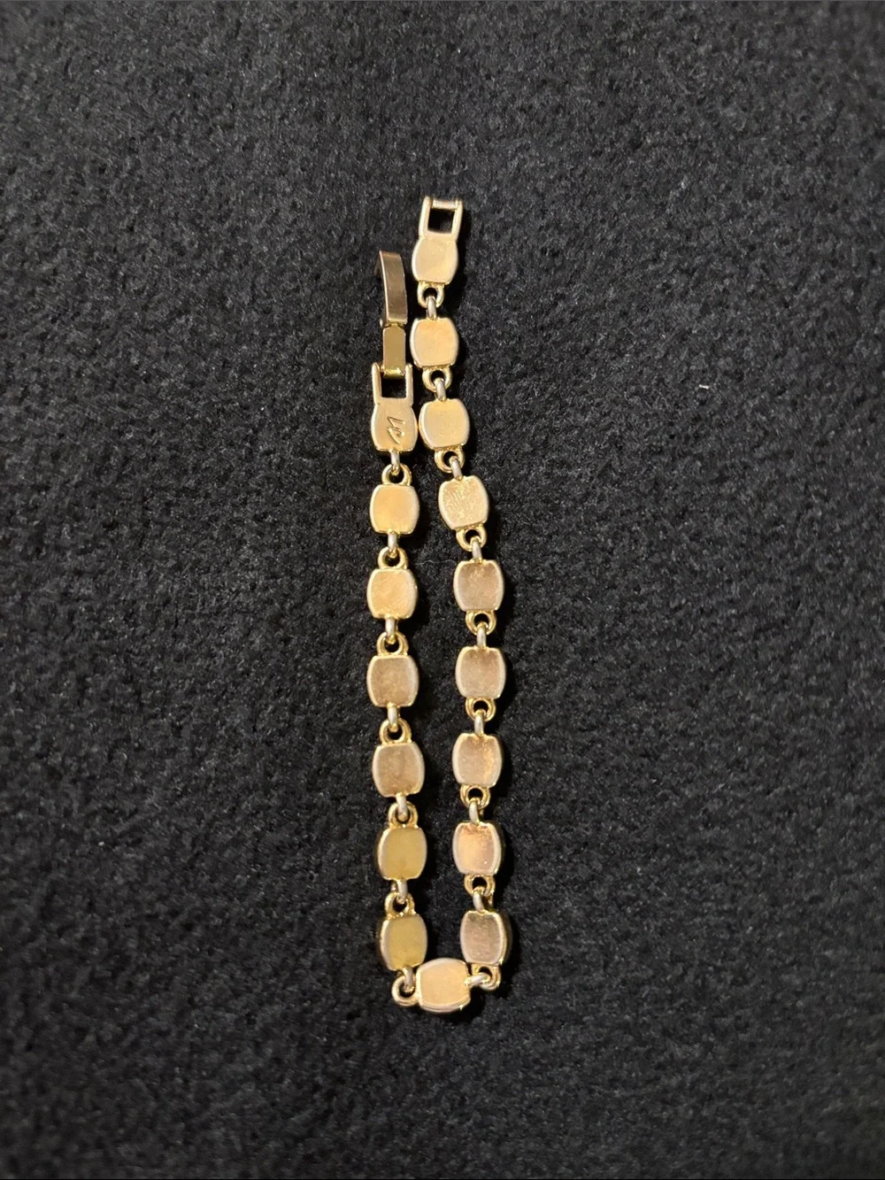vintage gold-tone chain link bracelet square cabochon-style stones 🍂🍁